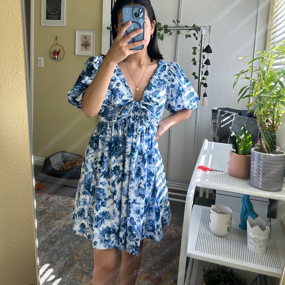 Abercrombie & Fitch blue and white babydoll dress size xs